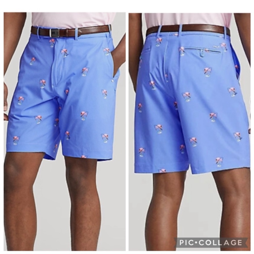 NWT RLX- POLO RALPH LAUREN PERFORMANCE GOLF SHORTS BLUE FLAMINGO - Picture 2 of 10